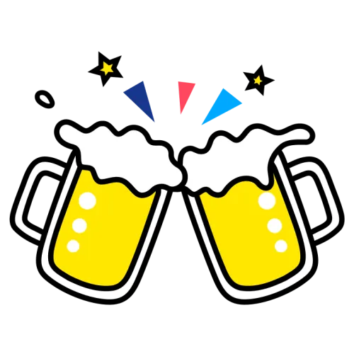 ビールで乾杯をするイラスト