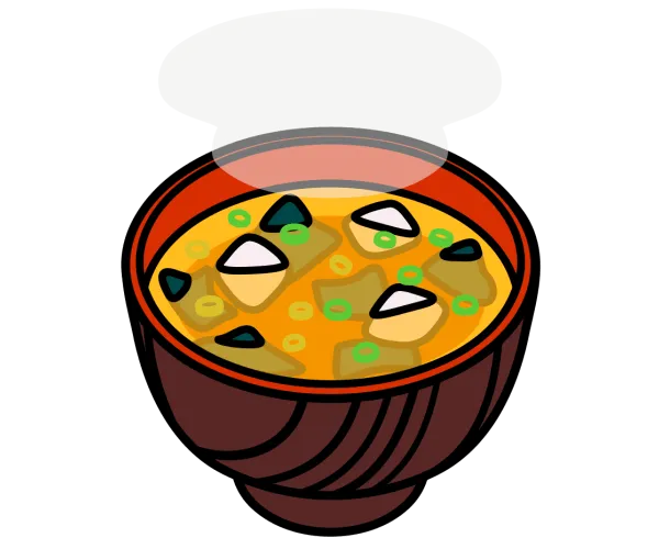 豆腐の味噌汁のかわいいイラスト素材 miso soup illustration