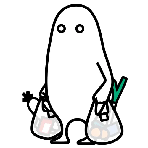 買い物袋をたくさん持ってる人のイラスト