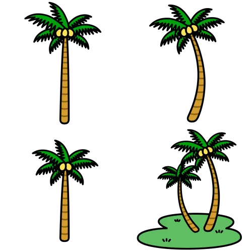 色々なヤシの木（やしのき）のかわいいイラスト素材 palm tree illustration