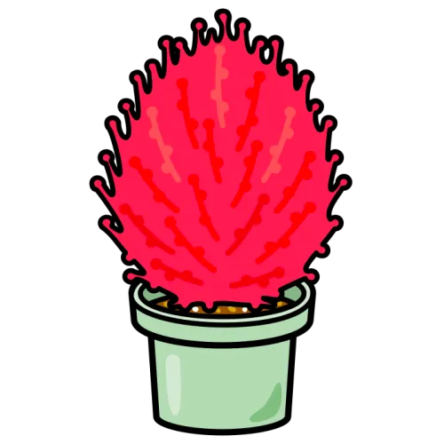 鉢植えのコキア（ほうき草）のかわいいイラスト素材 kochia plant illustration
