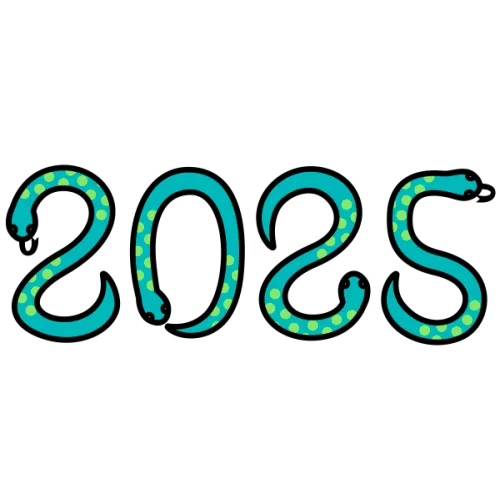 巳年のかわいい2025干支イラスト year of the snake 2025 illustration