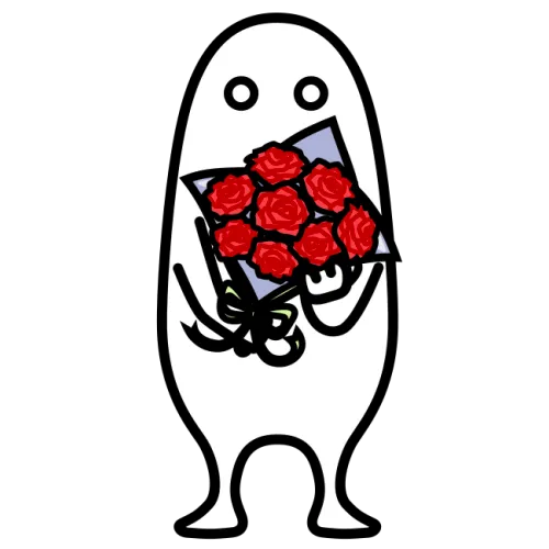 豪華なバラの花束を持った人のかわいいイラスト素材 luxury rose bouquet illustration