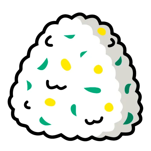 ワカメおにぎり（わかめおにぎり）のかわいいイラスト素材 wakame rice ball illustration