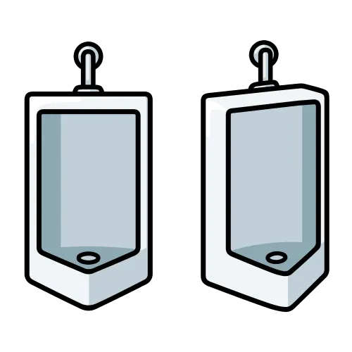 男子トイレ（床置き）のかわいいイラスト素材 floor mounted men's urinal illustration