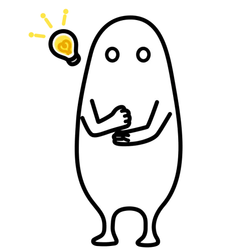 ひらめいた人のかわいいイラスト素材 inspired person with light bulb illustration